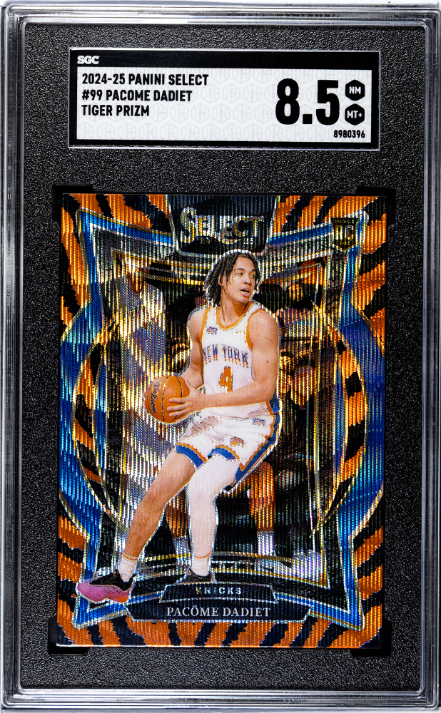 2024-25 Panini Select Pacome Dadiet Concourse Tiger Prizm #99 SGC 8.5 Knicks