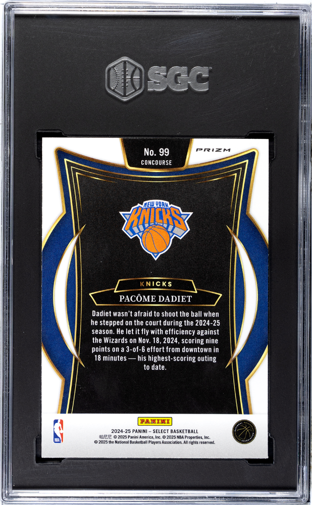 2024-25 Panini Select Pacome Dadiet Concourse Tiger Prizm #99 SGC 8.5 Knicks
