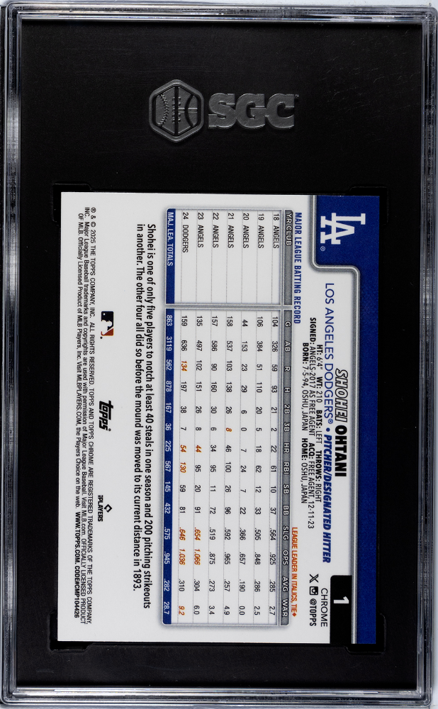 2025 Topps Chrome Shohei Ohtani #1 Green RayWave Refractor 83/99 SGC 9