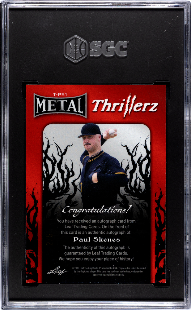 2023 Leaf Metal Paul Skenes Thrillrz Pink Crystal Auto 2/5 SGC 9.5 Auto 10-2