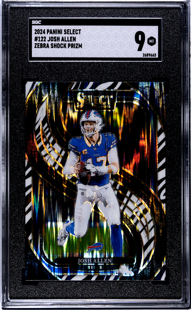 2024 Panini Select Josh Allen Premier Level Zebra Shock Prizm #122 SGC 9 Bills