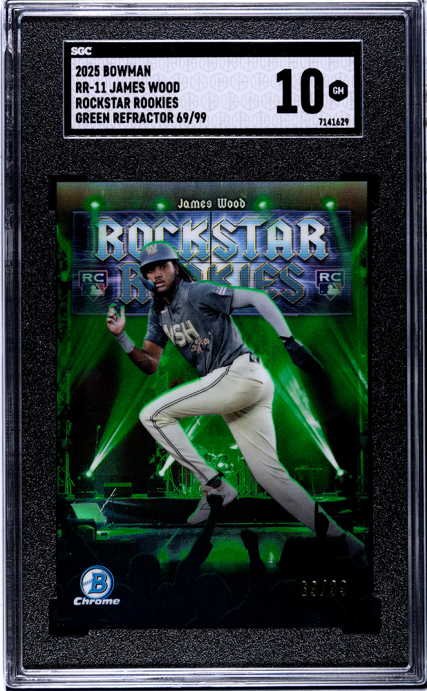 2025 Bowman James Wood Rockstar Rookies Green Refractor 69/99 SGC 10 Nationals