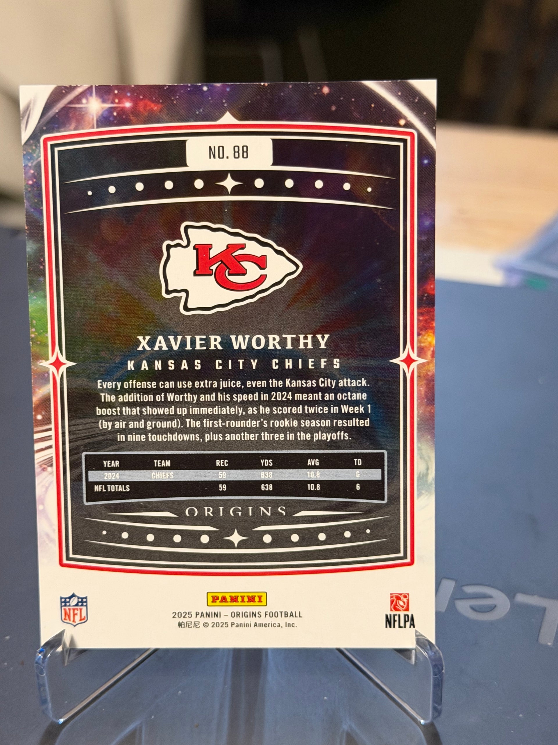 2025 Panini Origins Xavier Worthy Rookie #88 Chiefs