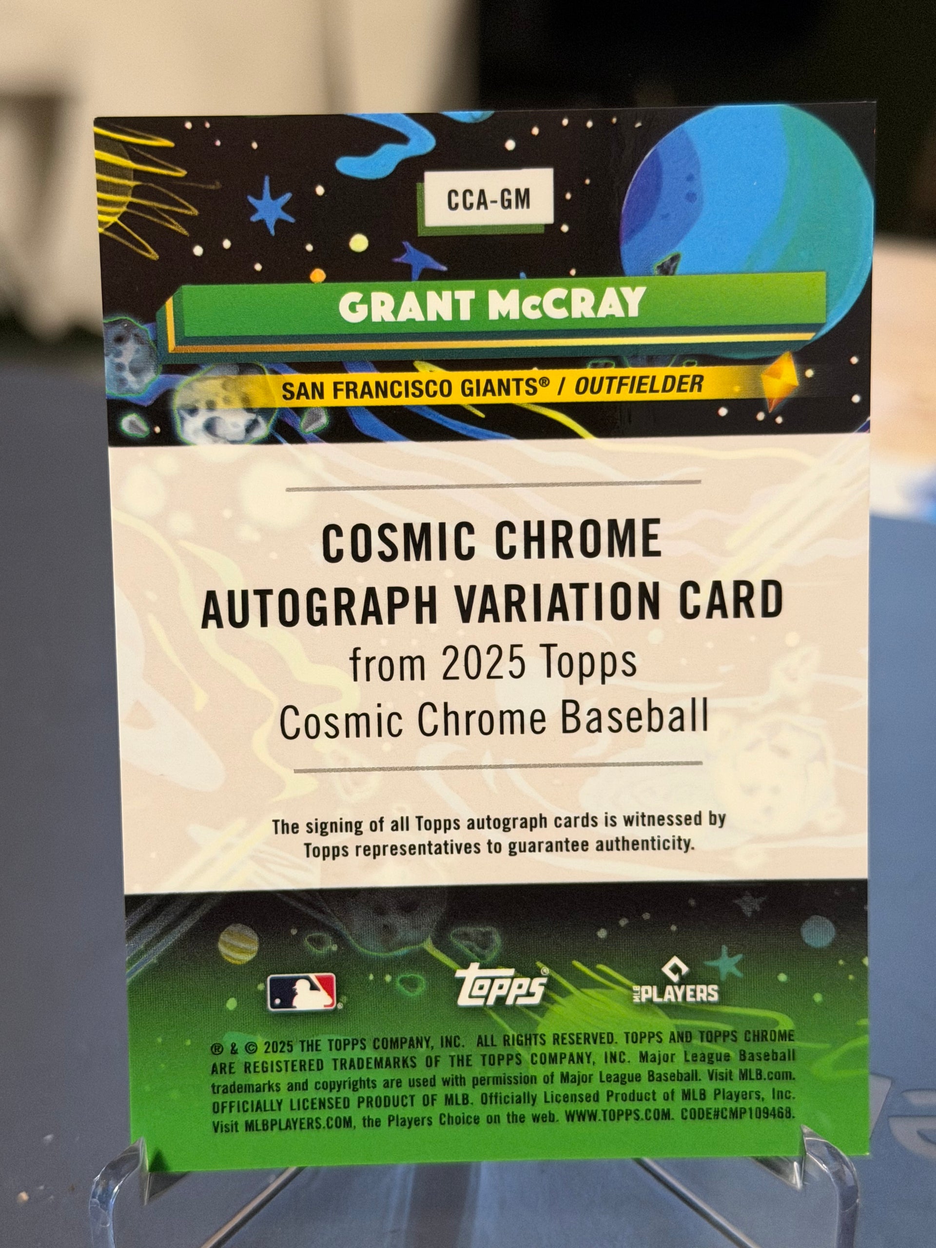 2025 Topps Cosmic Chrome Grant McCray Autograph Variation Green Lava Rookie Giants