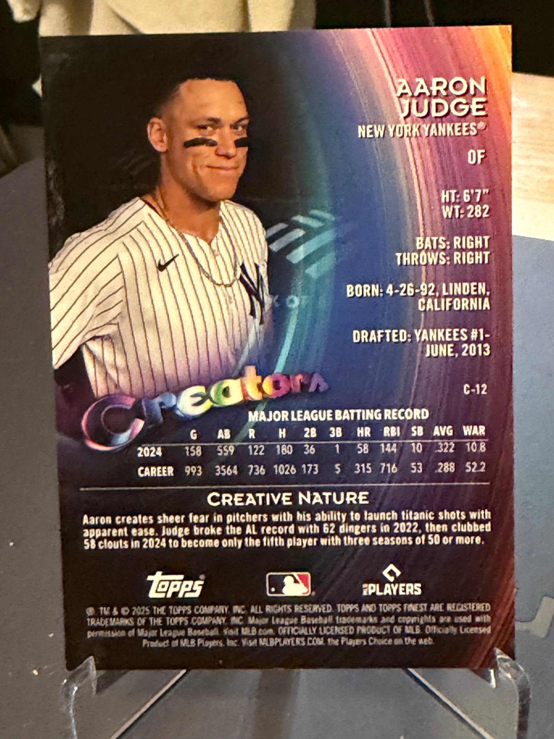 2025 Topps Finest Aaron Judge Creative Nature Creator 21/25 Yankees-3