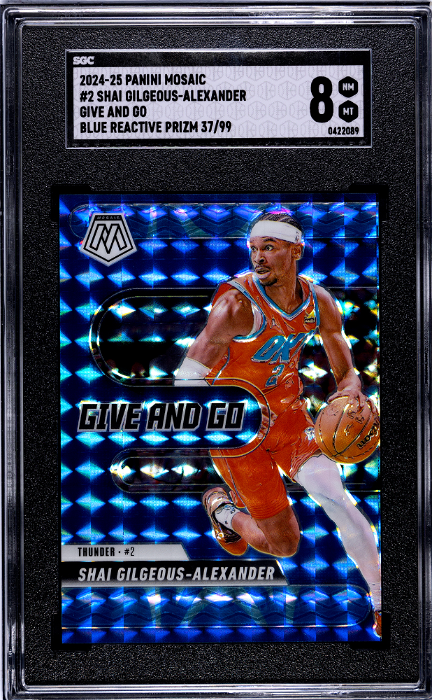 2024-25 Panini Mosaic Shai Gilgeous-Alexander Give and Go Blue Reactive Prizm 37/99 SGC 8 Thunder