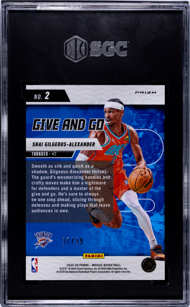 2024-25 Panini Mosaic Shai Gilgeous-Alexander Give and Go Blue Reactive Prizm 37/99 SGC 8 Thunder