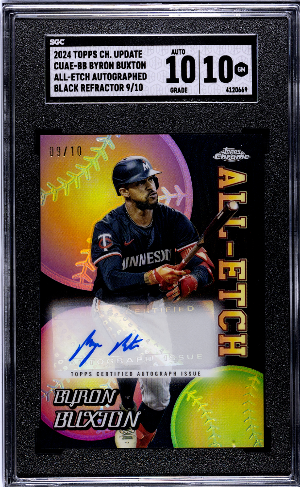 2024 Topps Chrome Update Byron Buxton All-Etch Auto Black Refractor 09/10 SGC 10 Twins