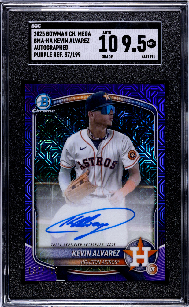 2025 Bowman Chrome Mega Kevin Alvarez Autograph Purple Refractor 37/199 SGC 10 Auto 9.5 Astros