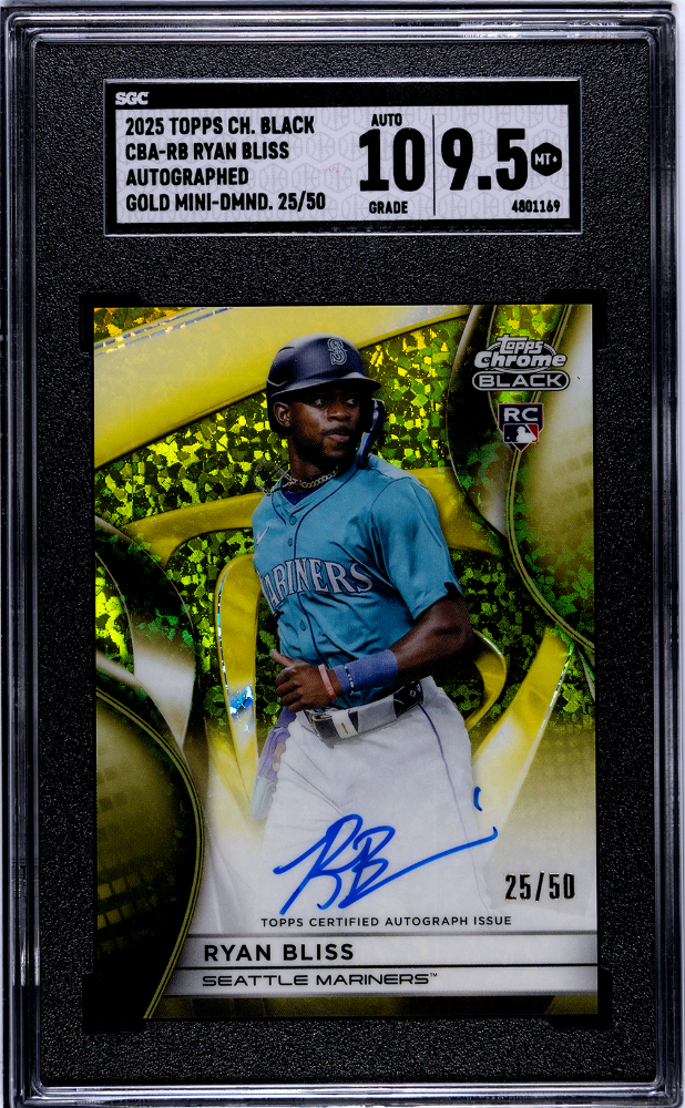 2025 Topps Chrome Black Ryan Bliss Autograph Gold Mini-Diamond 25/50 SGC 9.5 Auto 10 Mariners RC