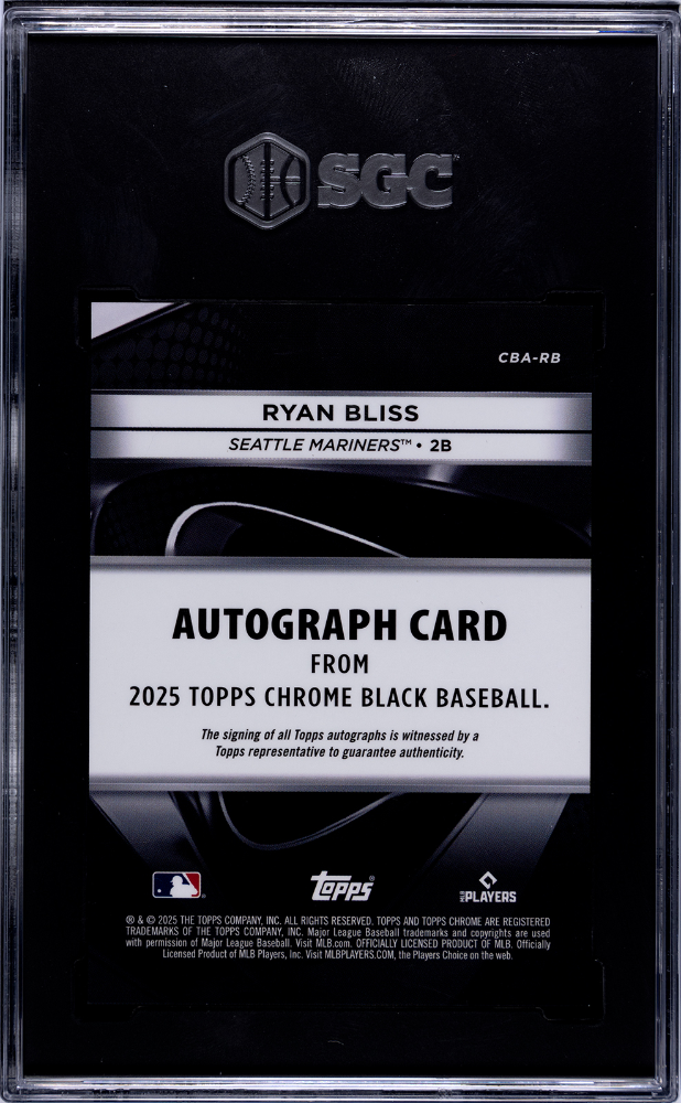 2025 Topps Chrome Black Ryan Bliss Autograph Gold Mini-Diamond 25/50 SGC 9.5 Auto 10 Mariners RC