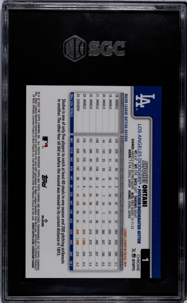 2025 Topps Chrome Shohei Ohtani Black Speckle /10 Image Variation SGC 9.5