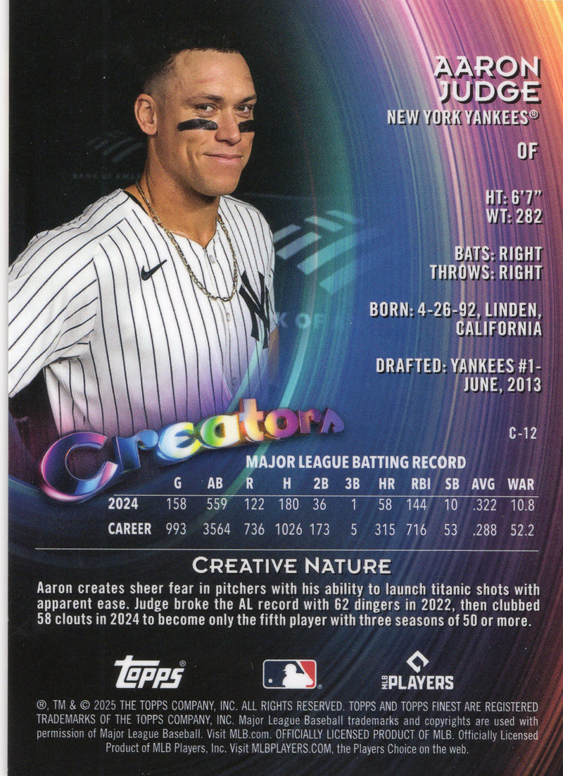2025 Topps Finest Aaron Judge Creative Nature Creator 21/25 Yankees-4