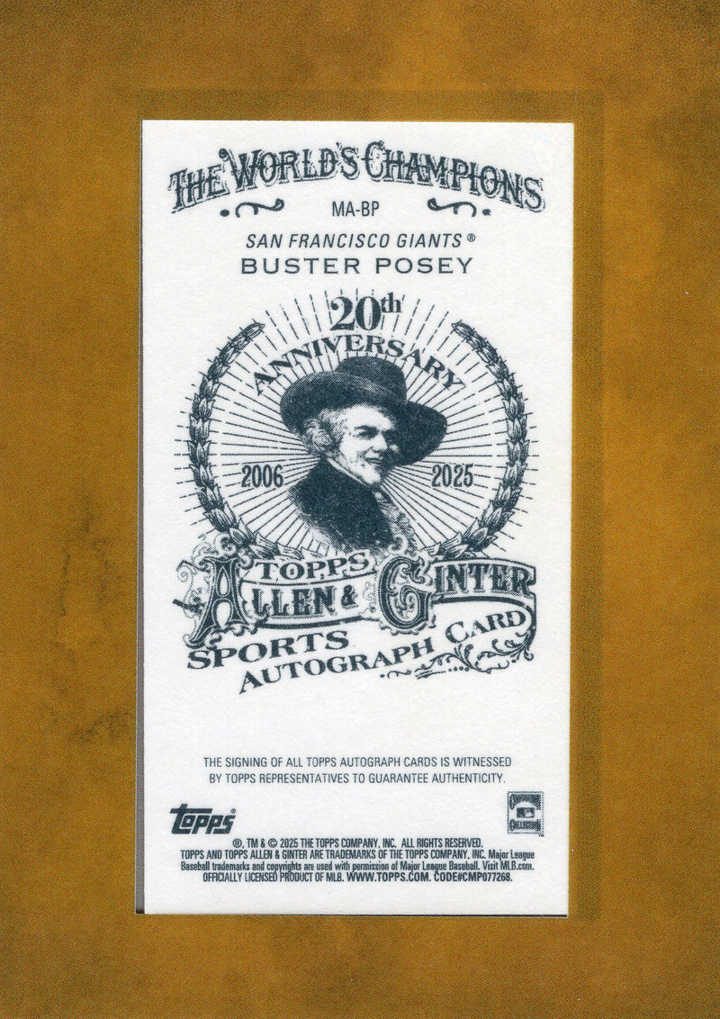 2026 Topps Allen & Ginter Buster Posey Autograph 4/10 20th Anniversary Giants-2