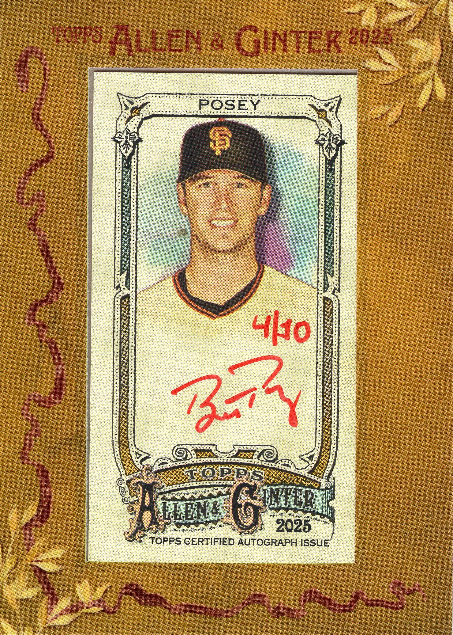 2026 Topps Allen & Ginter Buster Posey Autograph 4/10 20th Anniversary Giants