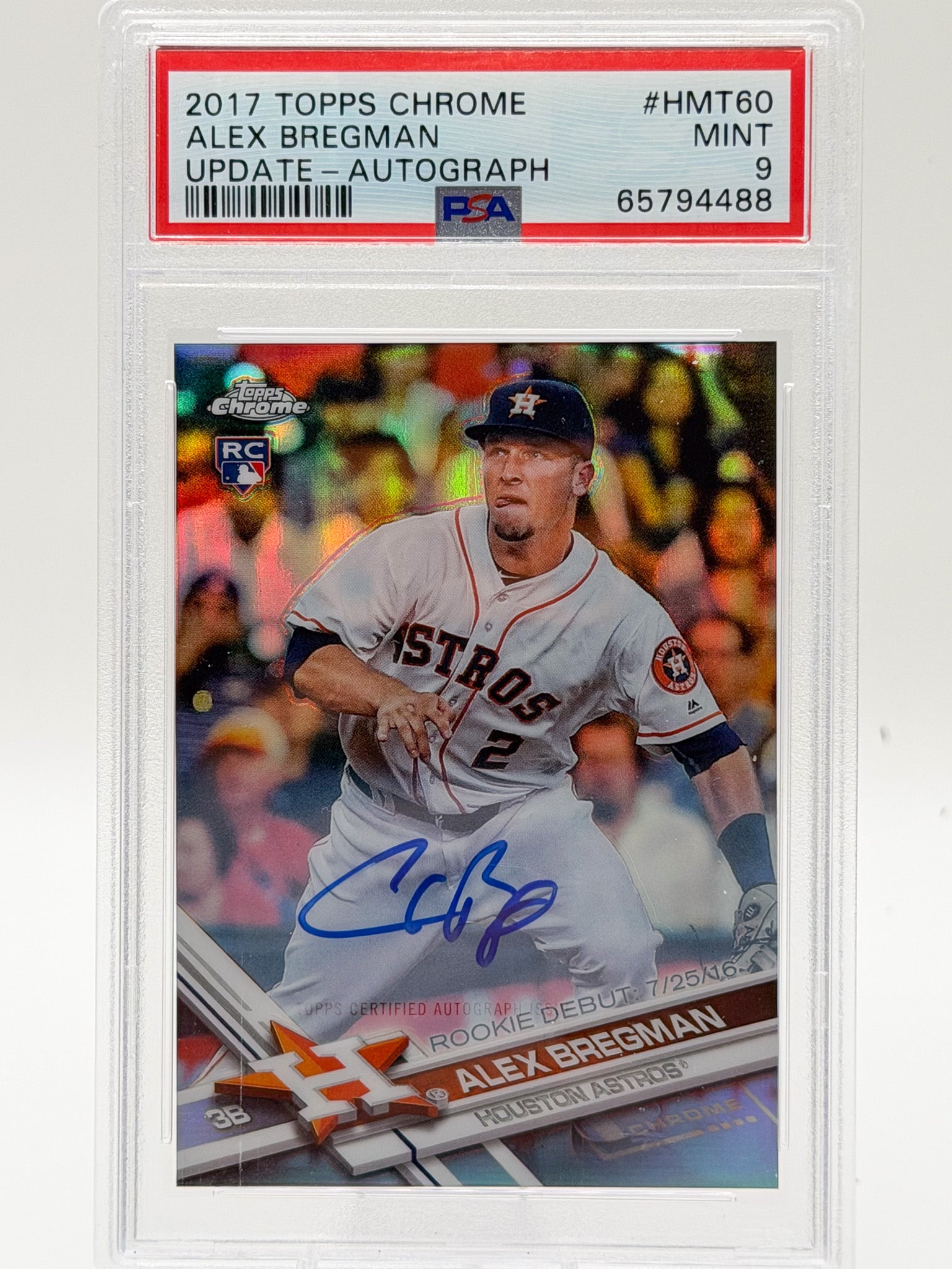 2017 Topps Chrome Alex Bregman Update Autograph #HMT60 PSA 9 Astros RC