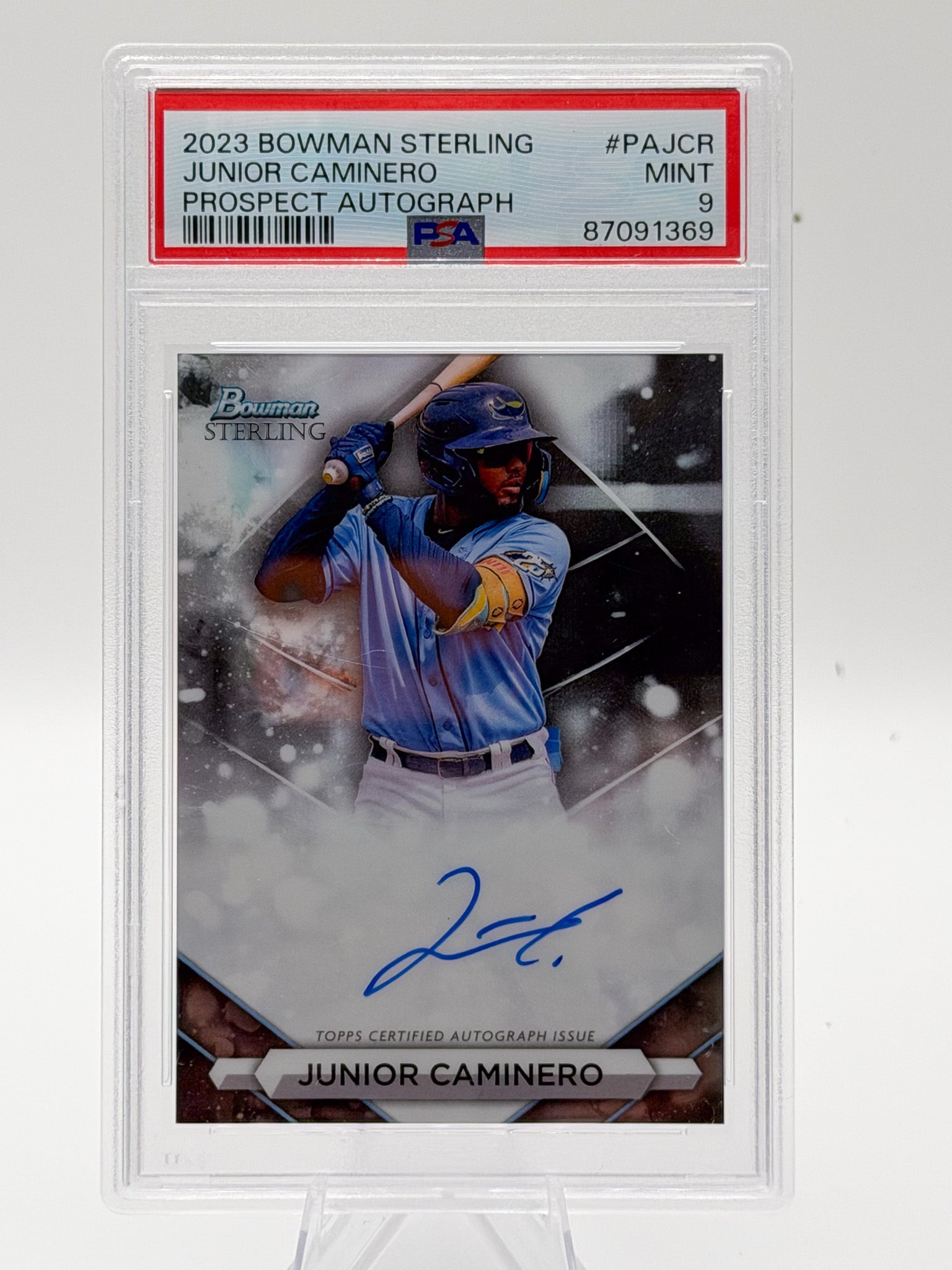 2023 Bowman Sterling Junior Caminero Prospect Autograph #PAJCR PSA 9 Rays