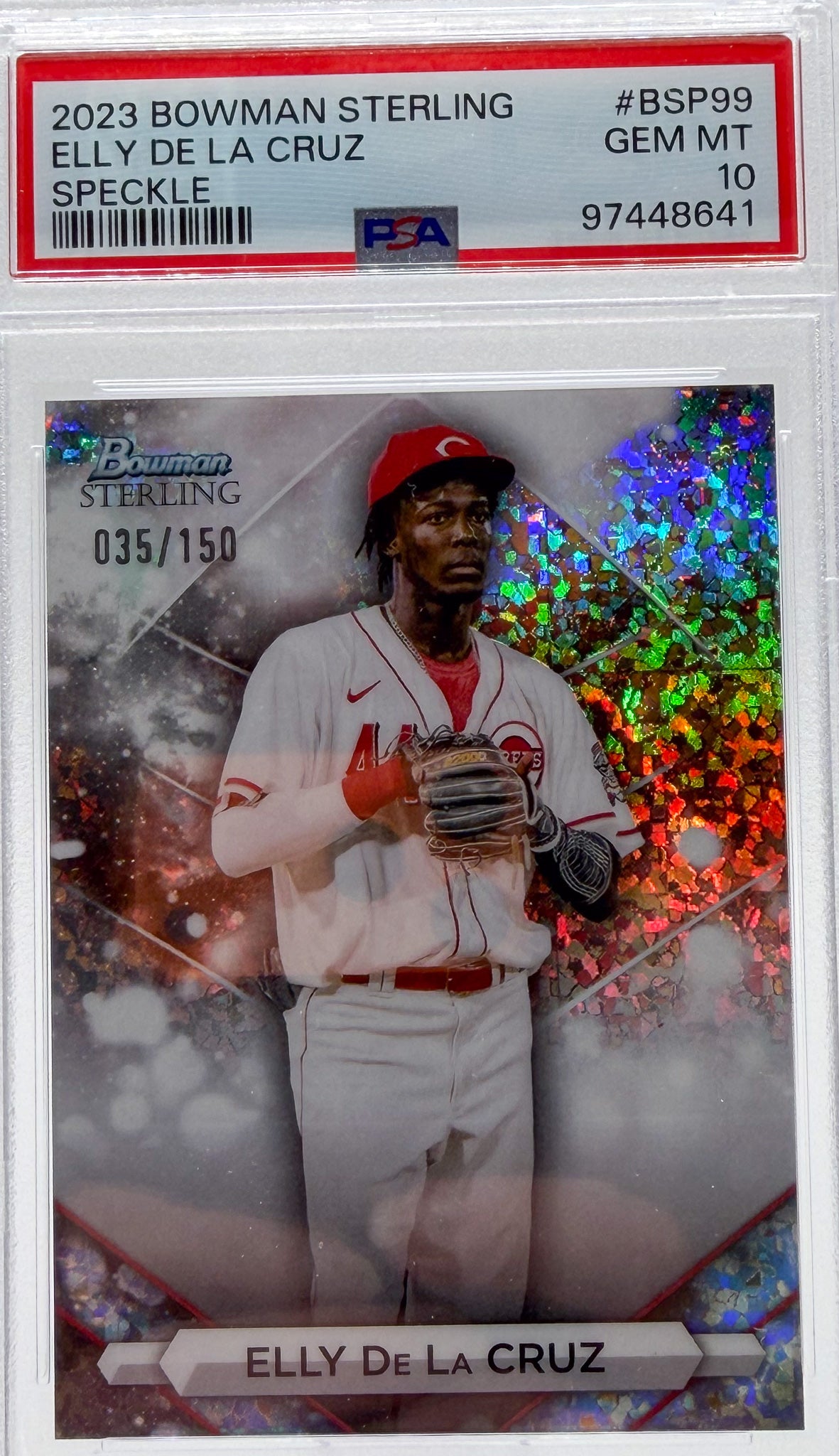 2023 Bowman Sterling Elly De La Cruz Speckle 035/150 PSA 10 Gem Mint Reds