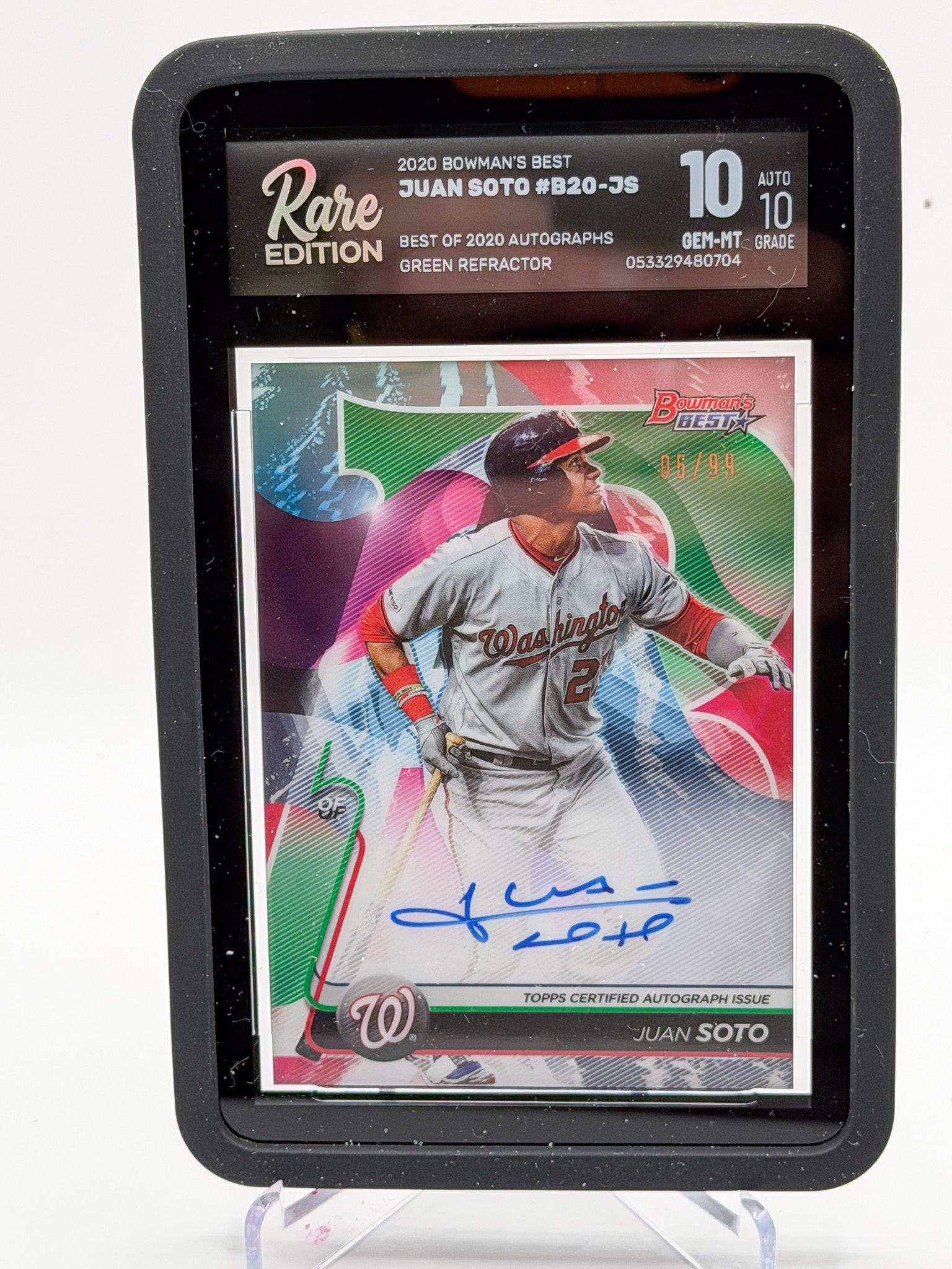 2020 Bowman's Best Juan Soto Best of 2020 Auto Green Refractor 04/99 Gem Mint 10 Nationals