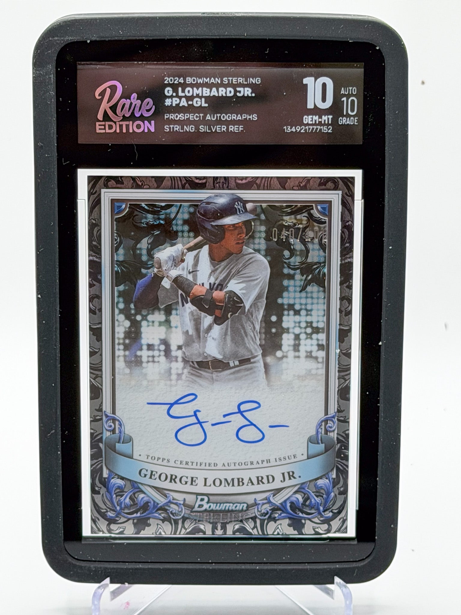 2024 Bowman Sterling George Lombard Jr. Prospect Auto Sterling Silver Refractor Gem Mint 10 Yankees