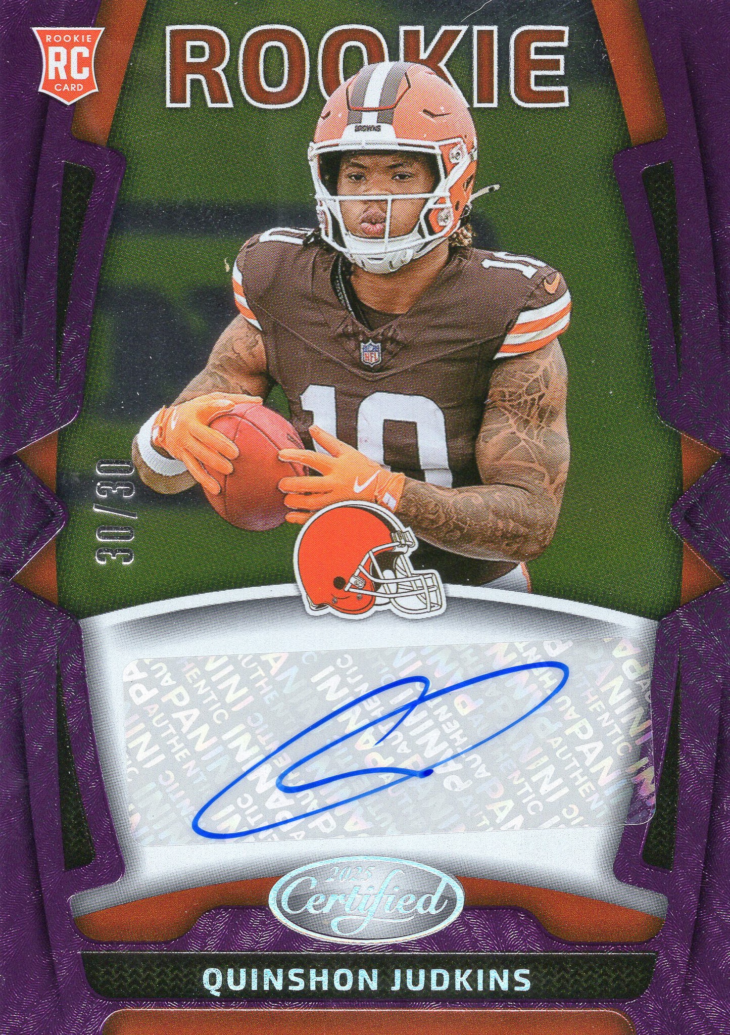 2025 Panini Certified Quinshon Judkins Rookie Signatures Purple 30/30 Browns RC