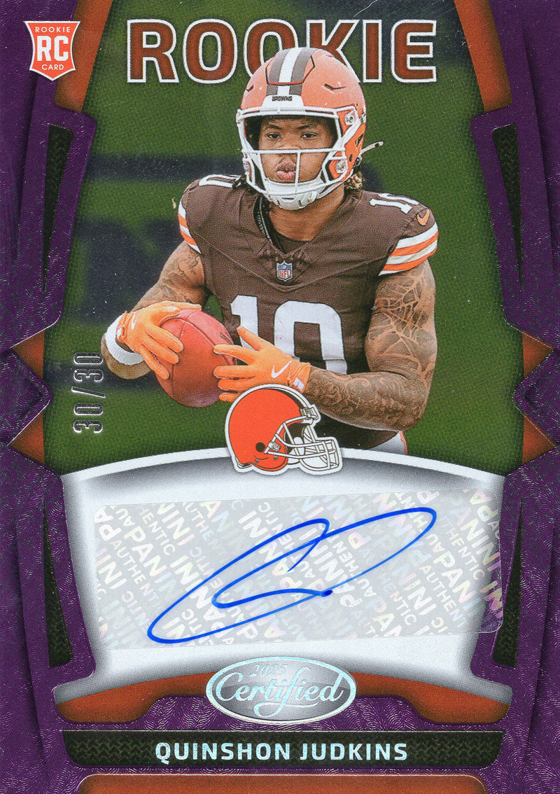 2025 Panini Certified Quinshon Judkins Rookie Signatures Purple 30/30 Browns RC-1